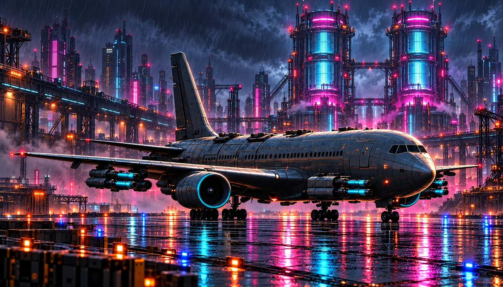 Neon industrial world promotional artwork